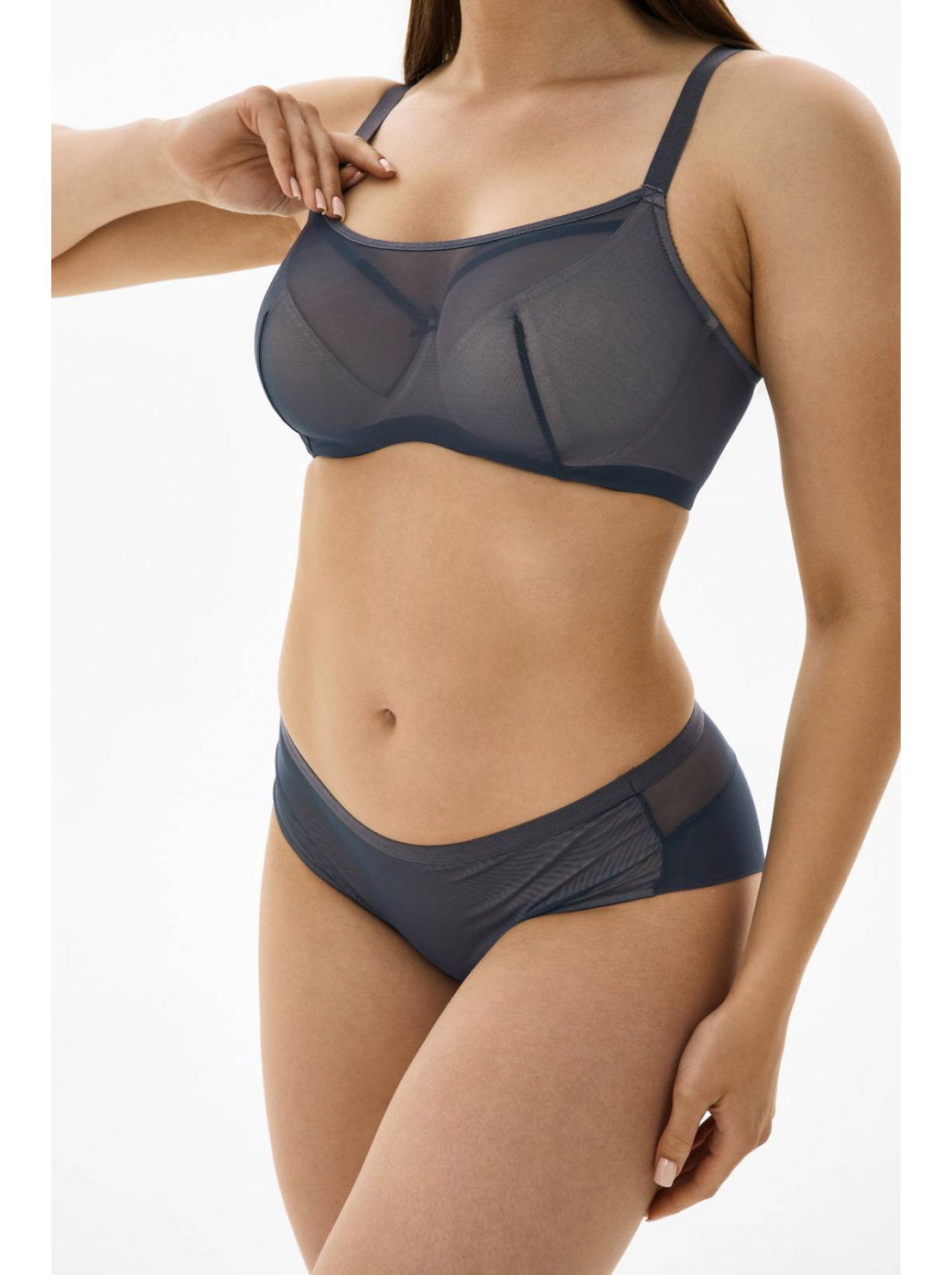 Трусы слипы со средней линией талии  ZE:BRA_793008_графит