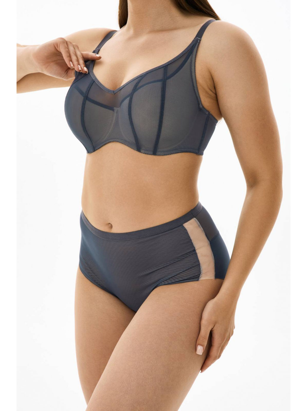 Трусы слипы с высокой линией талии  ZE:BRA_754008_графит