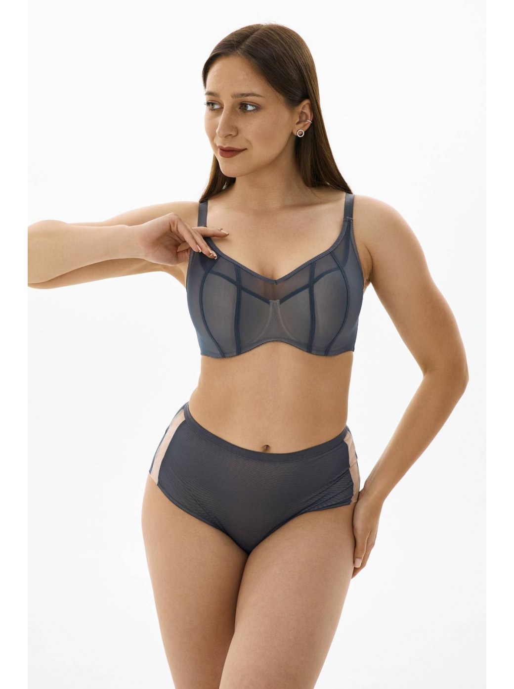 Трусы слипы с высокой линией талии  ZE:BRA_754008_графит