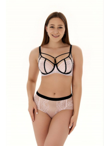 Трусы слипы со средней линией талии ZE:BRA_756540_розовый/черный