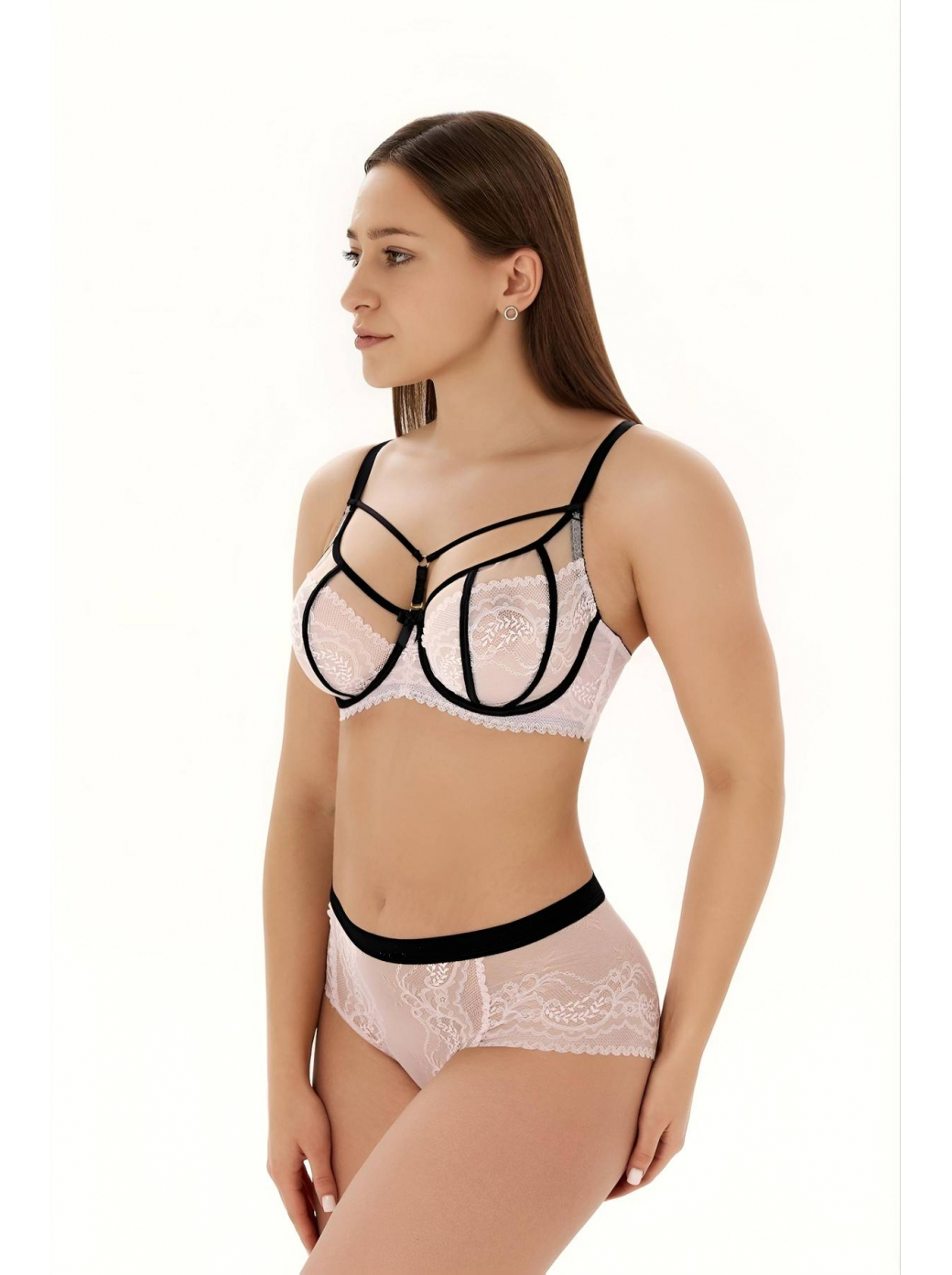 Трусы слипы со средней линией талии ZE:BRA_756540_розовый/черный