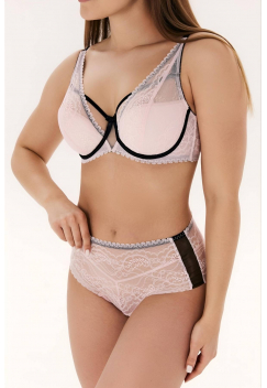 Трусы слипы с высокой линией талии ZE:BRA_750540_розовый/черный